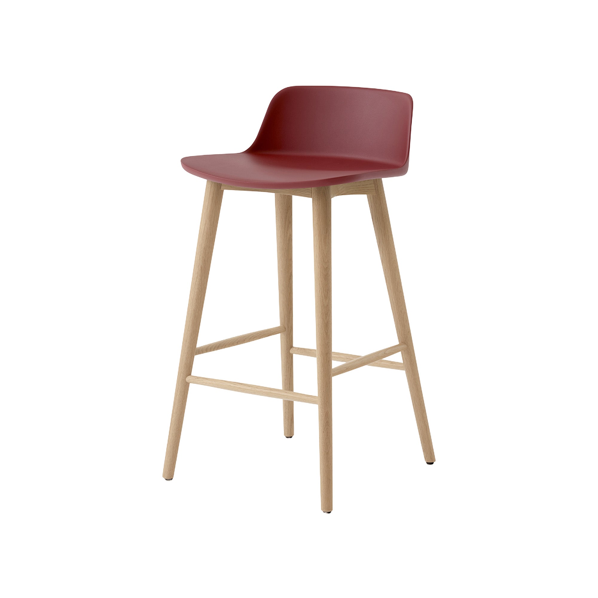 Rely Bar + Counter Low Backrest Chair: HW123 + HW118 + Counter (HW118) + Red Brown + Oak