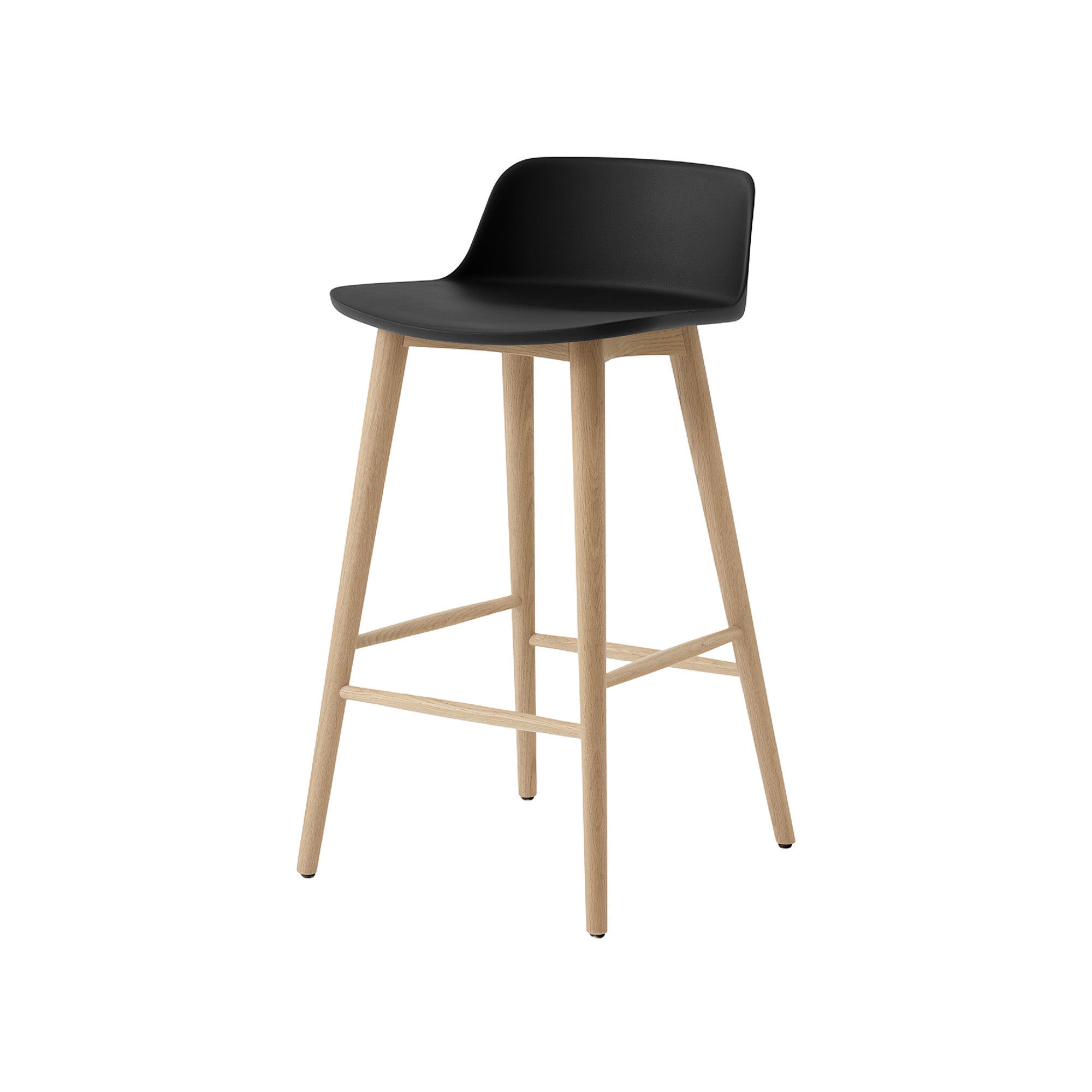 Rely Bar + Counter Low Backrest Chair: HW123 + HW118 + Counter (HW118) + Black + Oak