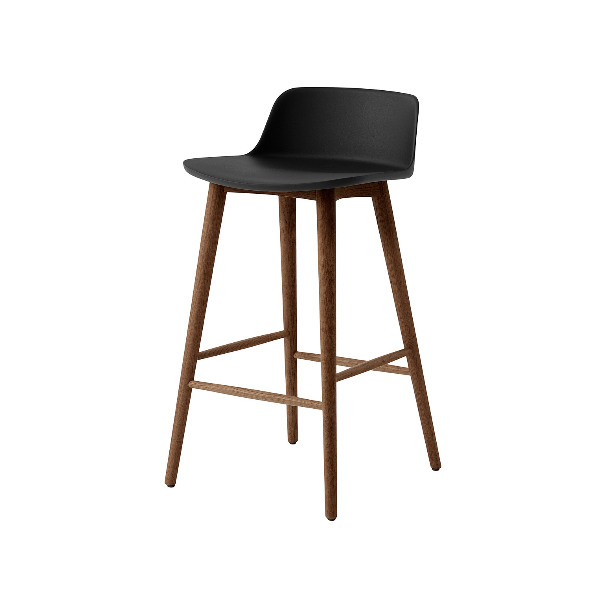 Rely Bar + Counter Low Backrest Chair: HW123 + HW118 + Counter (HW118) + Black + Walnut