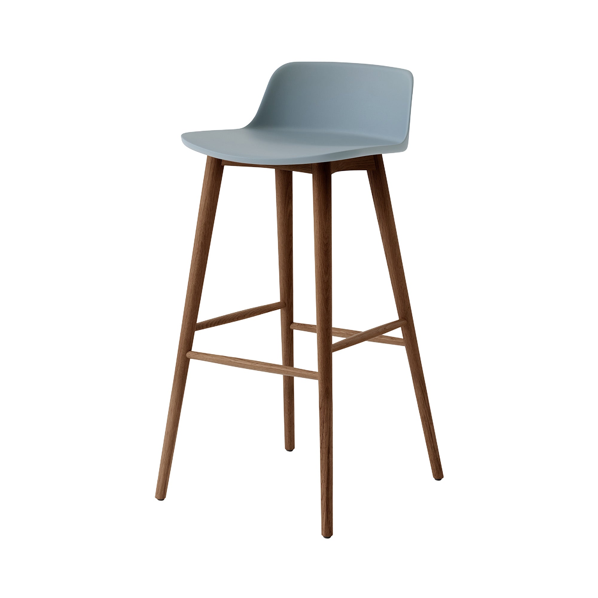Rely Bar + Counter Low Backrest Chair: HW123 + HW118 + Bar (HW123) + Light Blue + Walnut