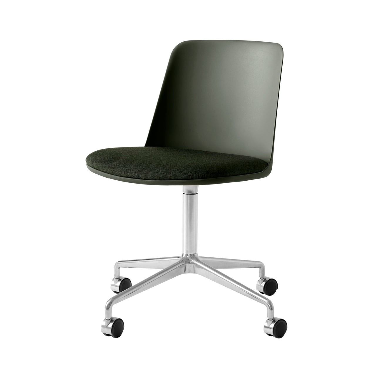 Rely Chair HW22: Polished Aluminum + Bronze Green