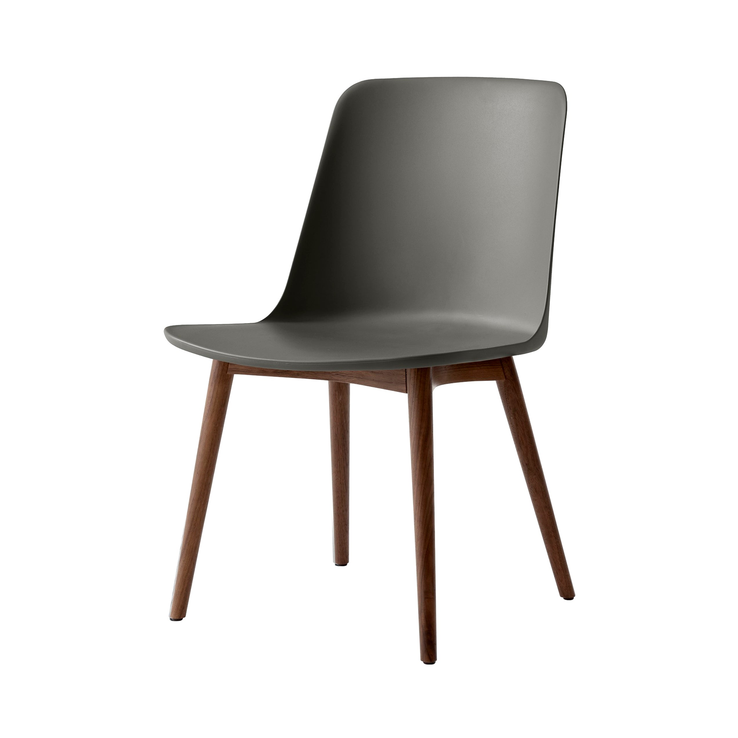 Rely Side Chair: HW71 + Stone Grey + Lacquered Walnut