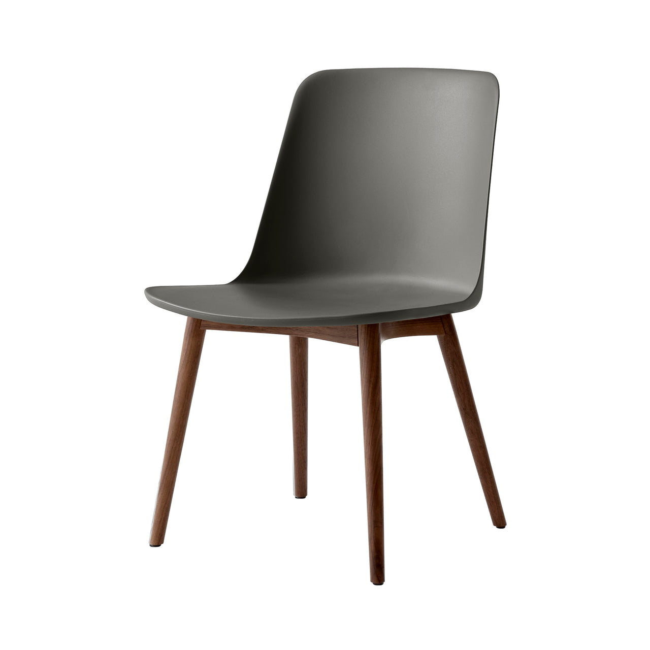 Rely Side Chair: HW71 + Stone Grey + Lacquered Walnut