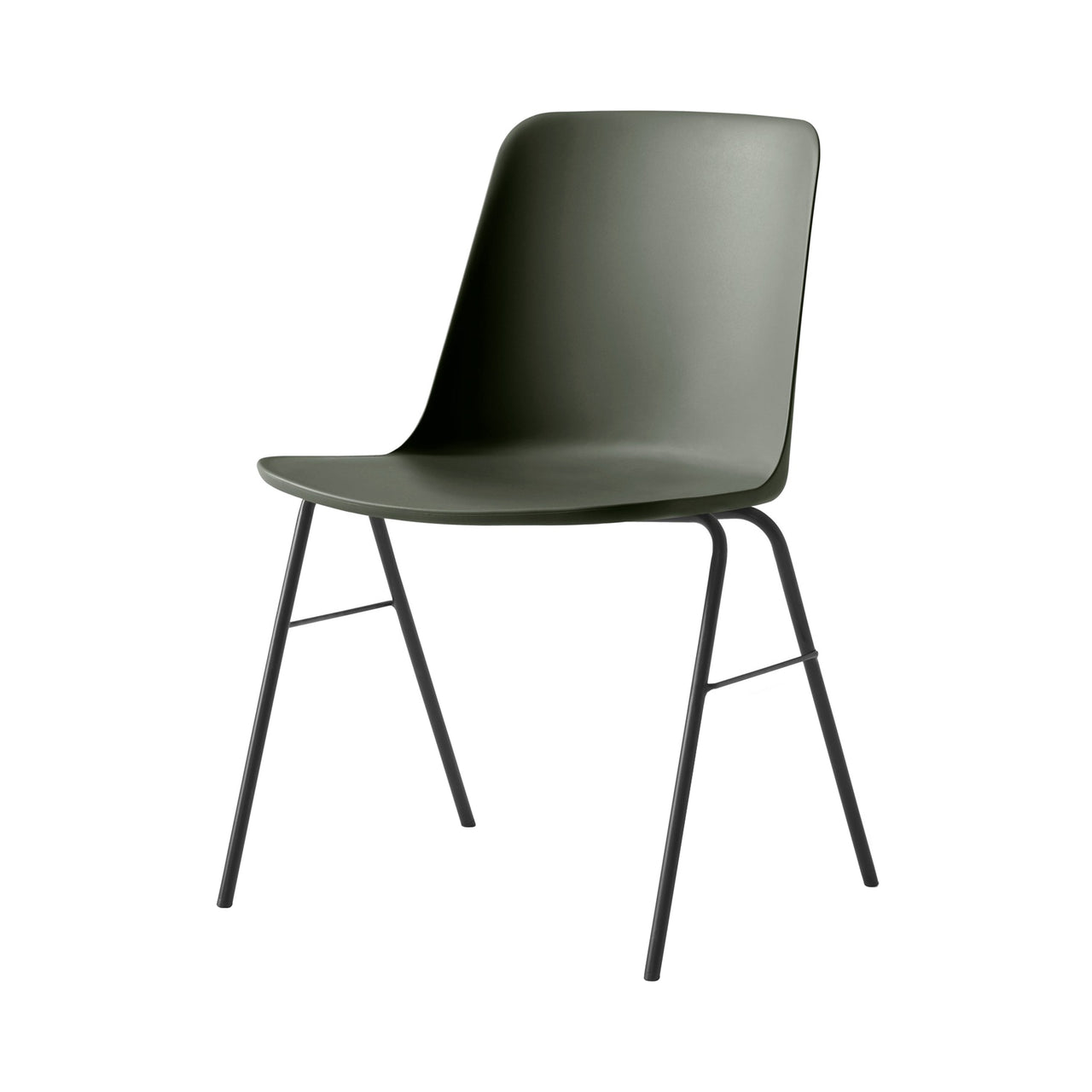 Rely Stacking Chair: HW26 + Bronze Green + Black