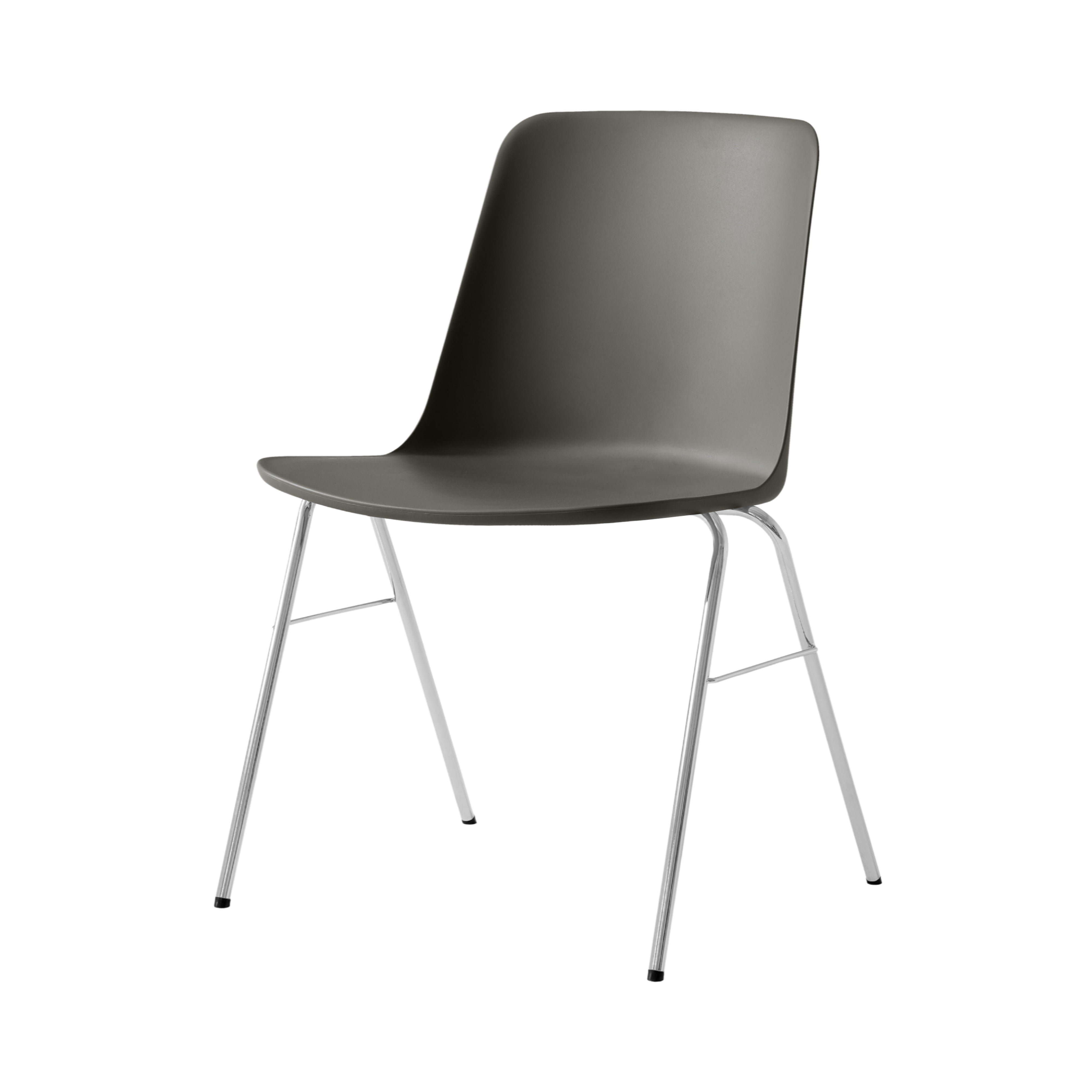 Rely Stacking Chair: HW26 + Stone Grey + Chrome