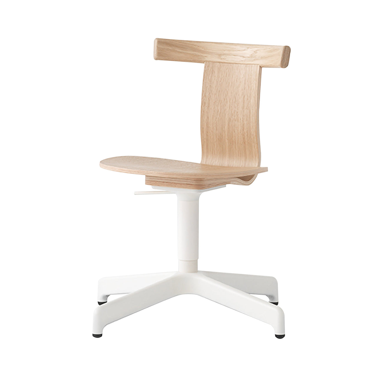 Jiro Swivel Chair: Natural Oak + White + Without Castors