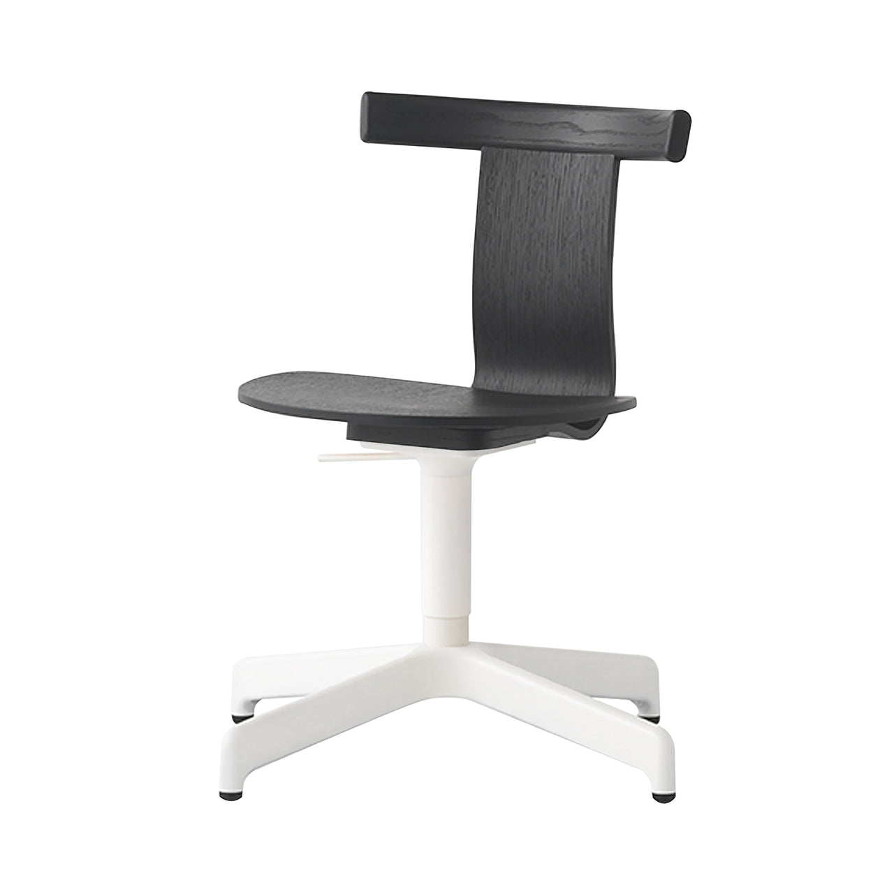 Jiro Swivel Chair: Black Oak + White + Without Castors