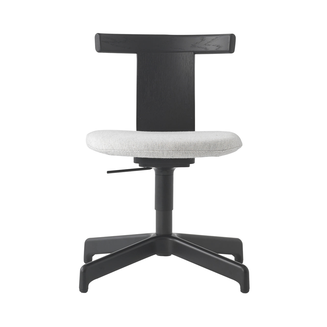 Jiro Swivel Chair: Upholstered + Black Oak + Black + Without Castors