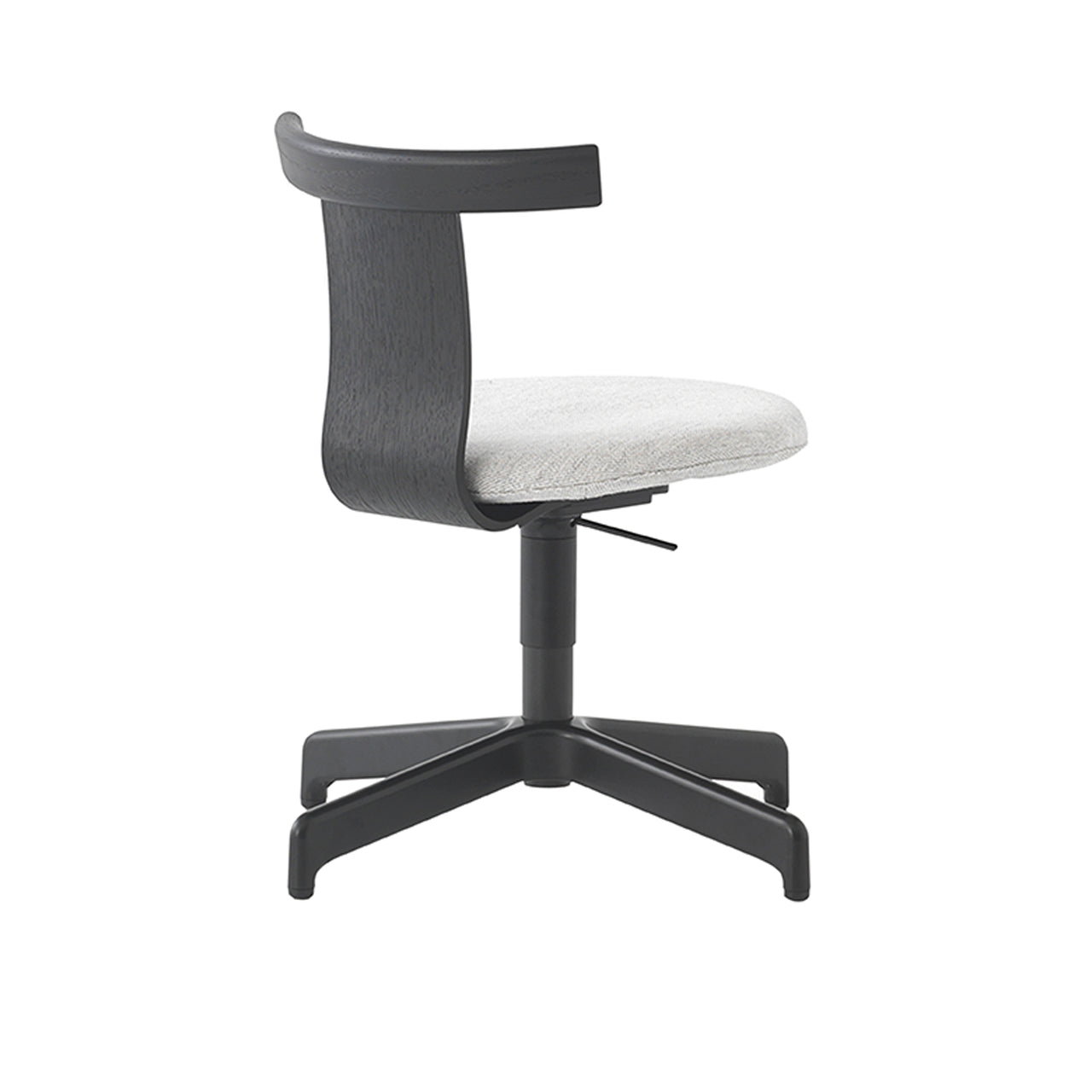 Jiro Swivel Chair: Upholstered + Black Oak + Black + Without Castors