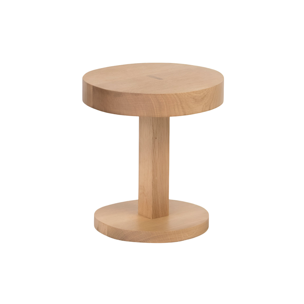Left + Right Side Table: Round Base + Oak