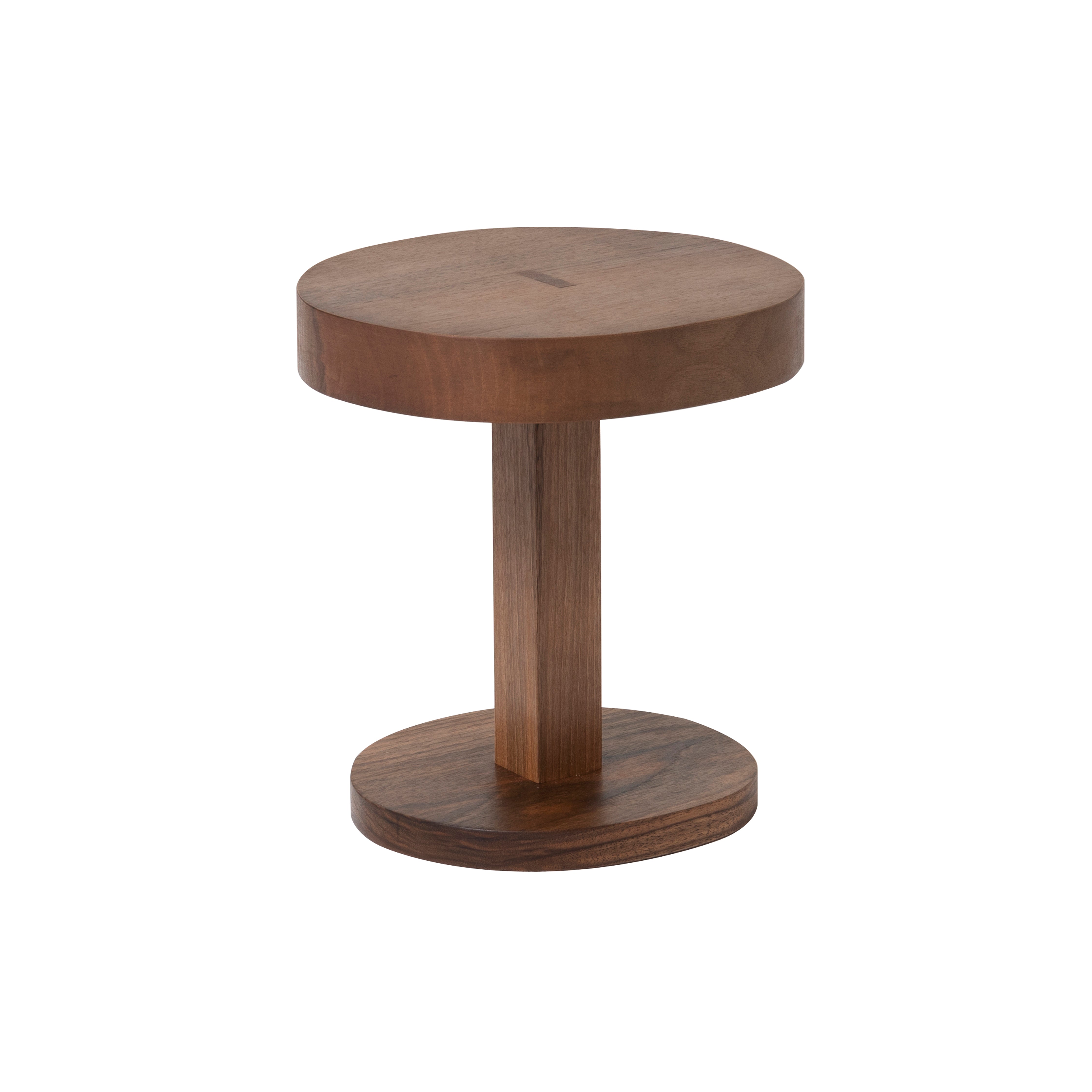 Left + Right Side Table: Round Base + Walnut