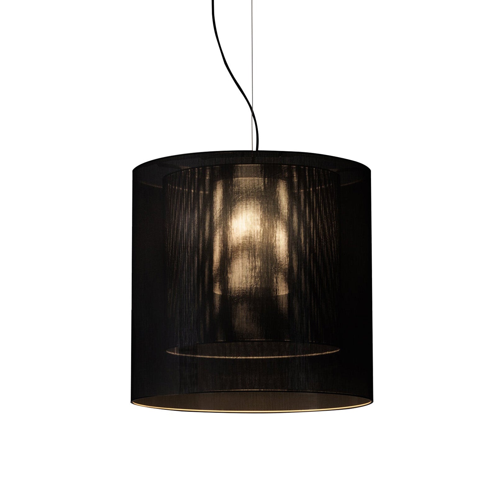 Moaré Pendant Lamp: Large (Double Shade) + Black
