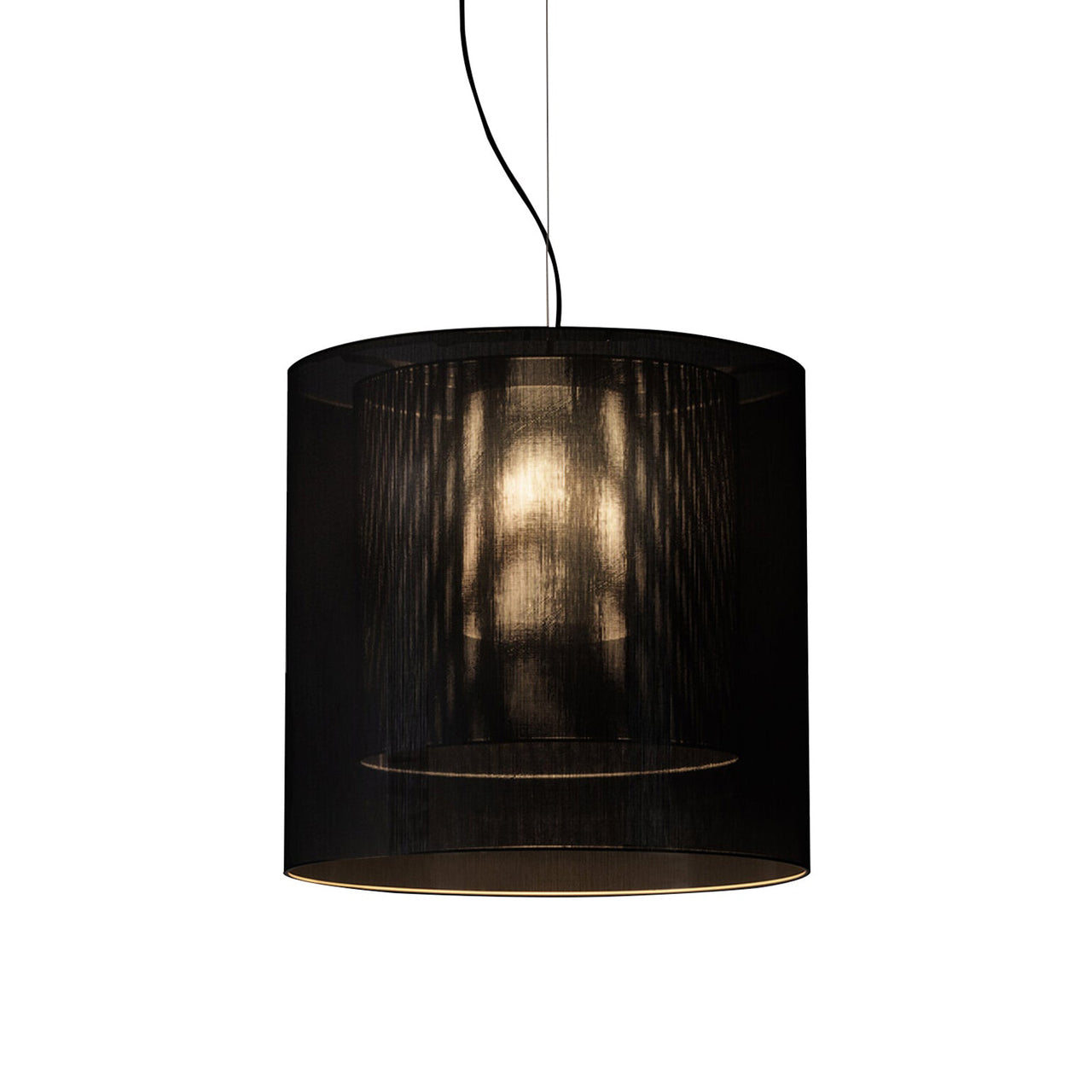 Moaré Pendant Lamp: Large (Double Shade) + Black