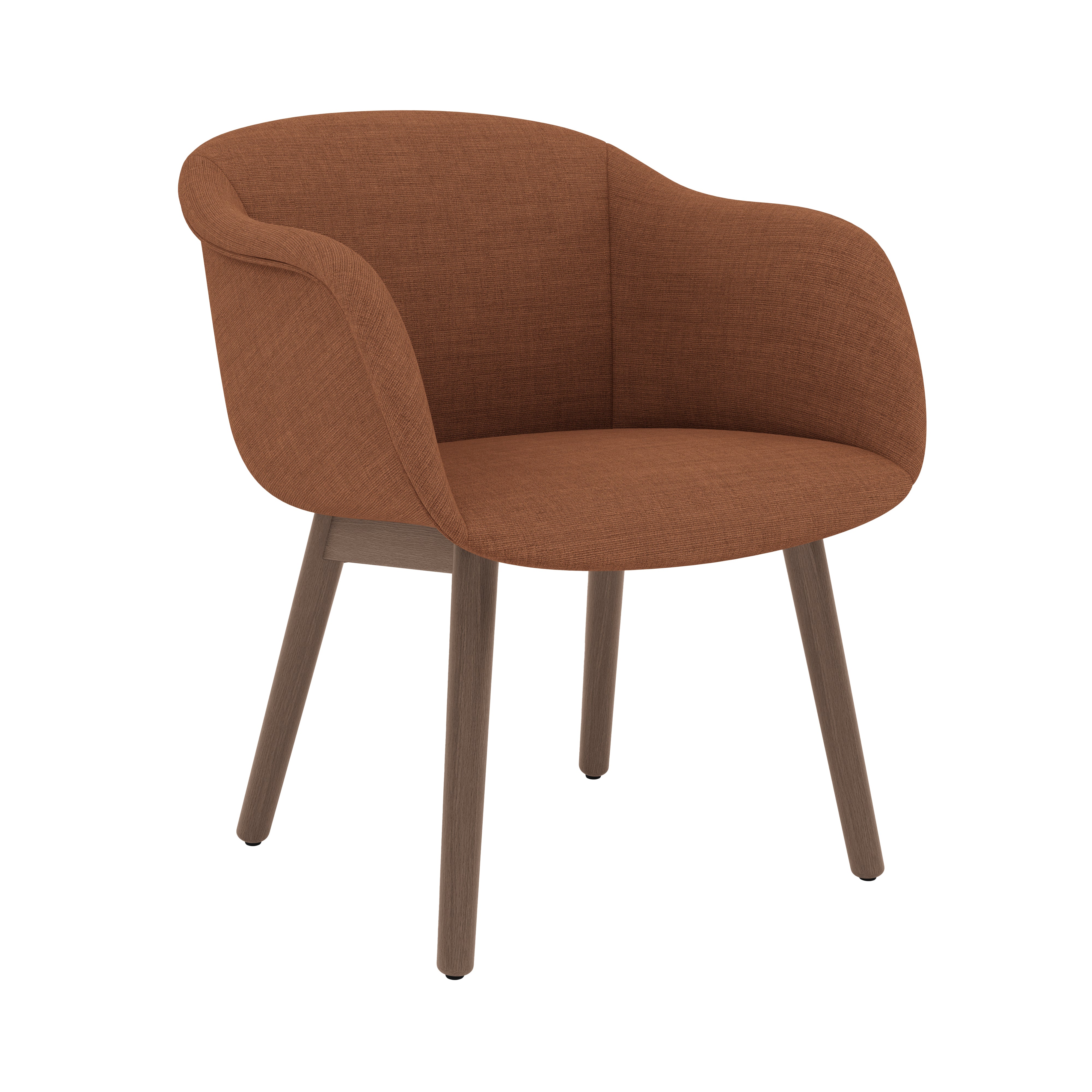 Fiber Soft Armchair: Wood Base + Upholstered Shell + Stained Dark Brown