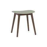 Fiber Stool: Wood Base + Stained Dark Brown + Dusty Green