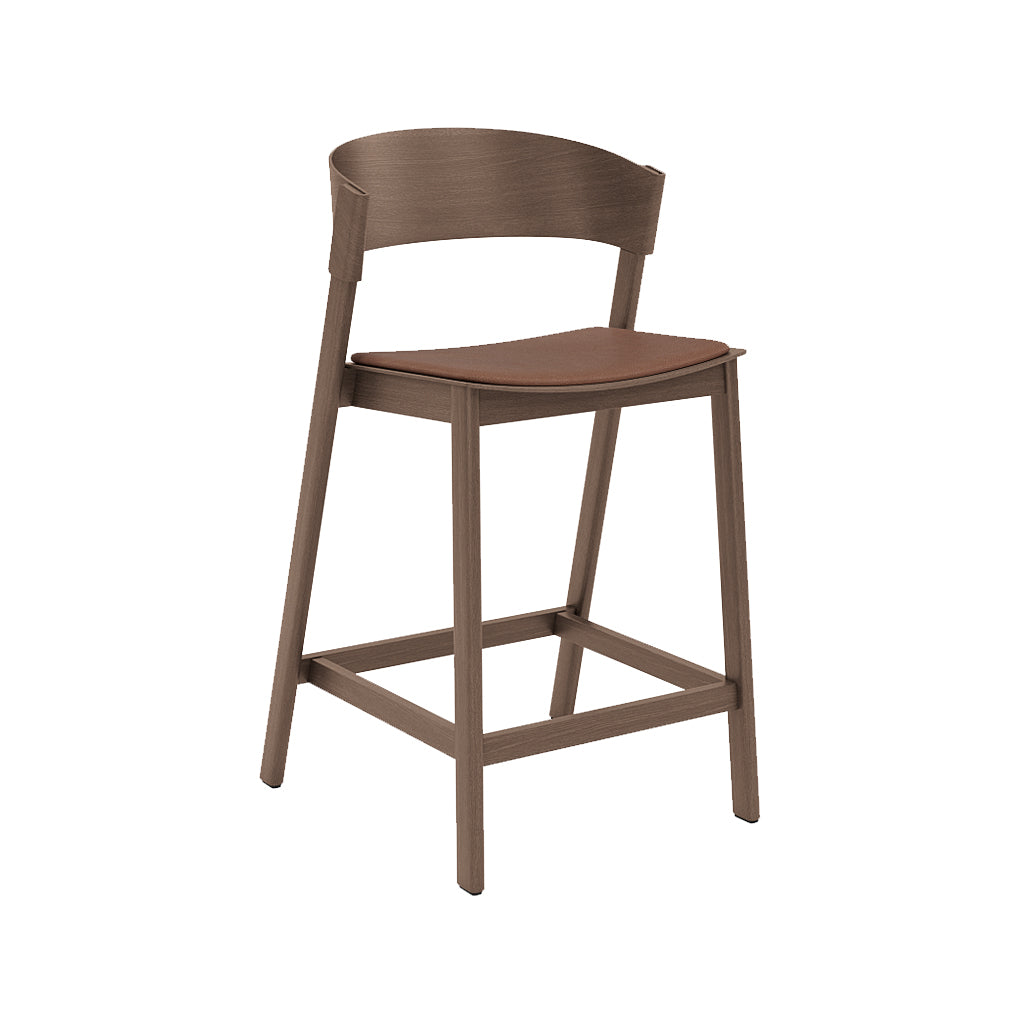 Cover Counter Stool: Upholstered + Stained Dark Brown + Without Foot Protect