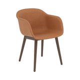 Fiber Armchair: Wood Base + Recycled Shell + Upholstered + Stained Dark Brown