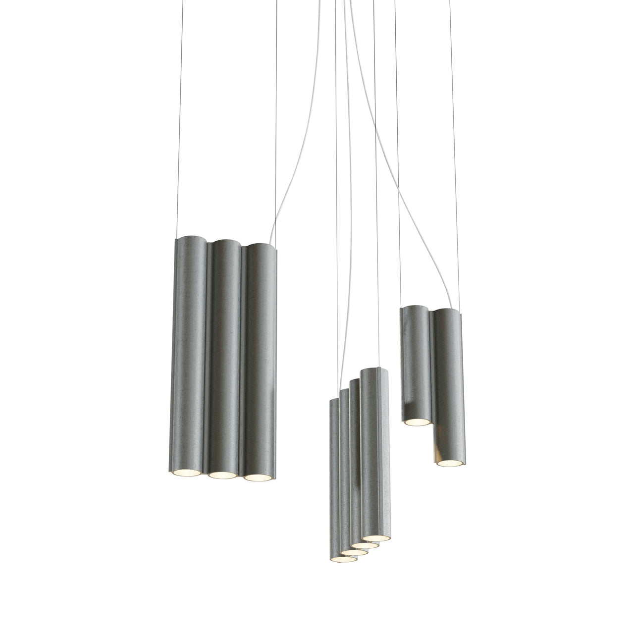 Silo 12 Suspension Lamp: Tumbled Aluminum