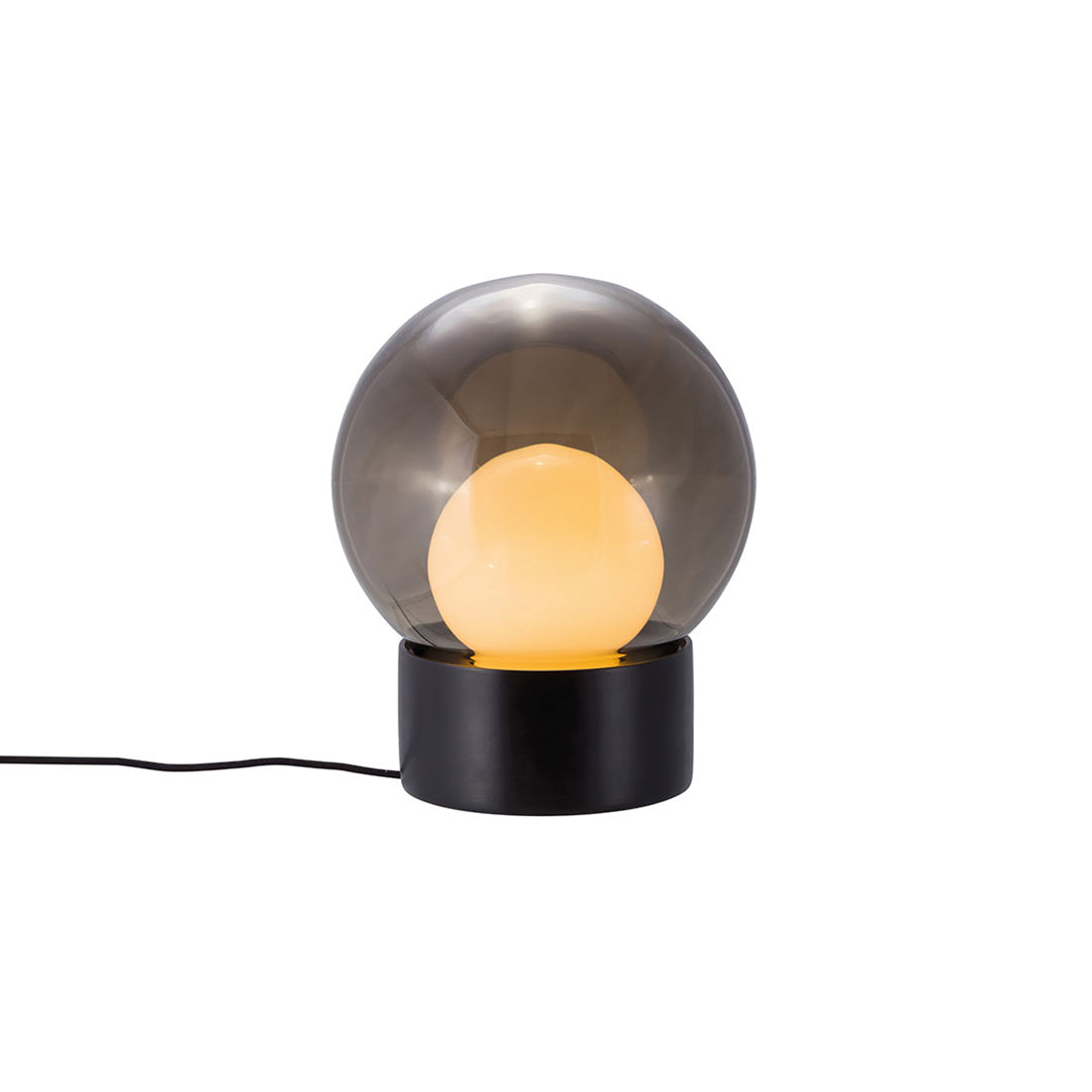 Boule Table Lamp: Smoke Gray + Opal White + Black