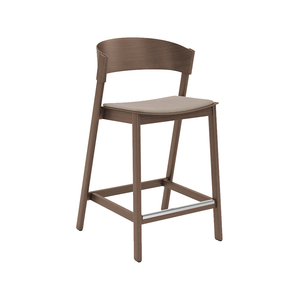 Cover Counter Stool: Upholstered + Stained Dark Brown + Without Foot Protect