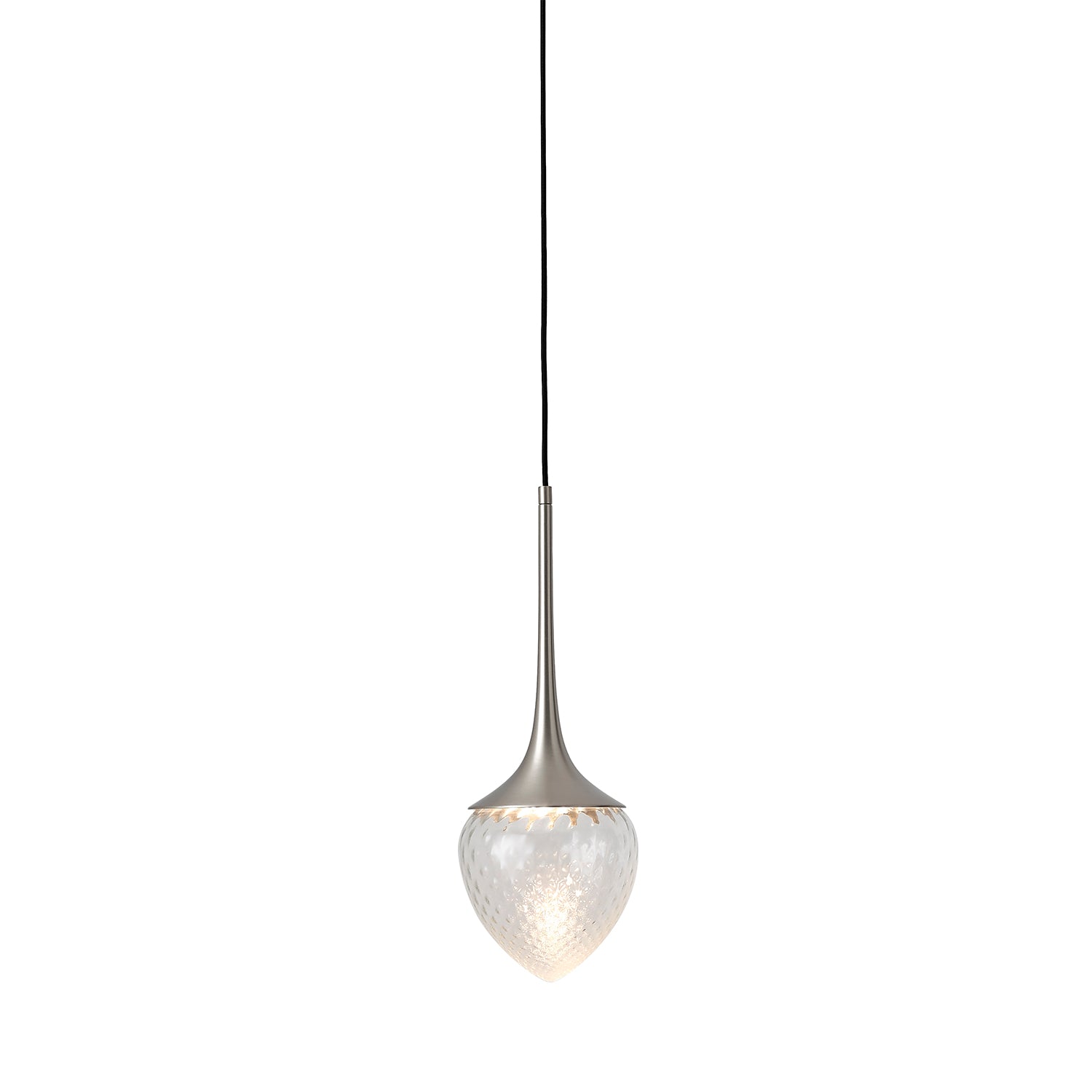 Louis Pendant: Extra Large + Satin Nickel + Clear + Patterned