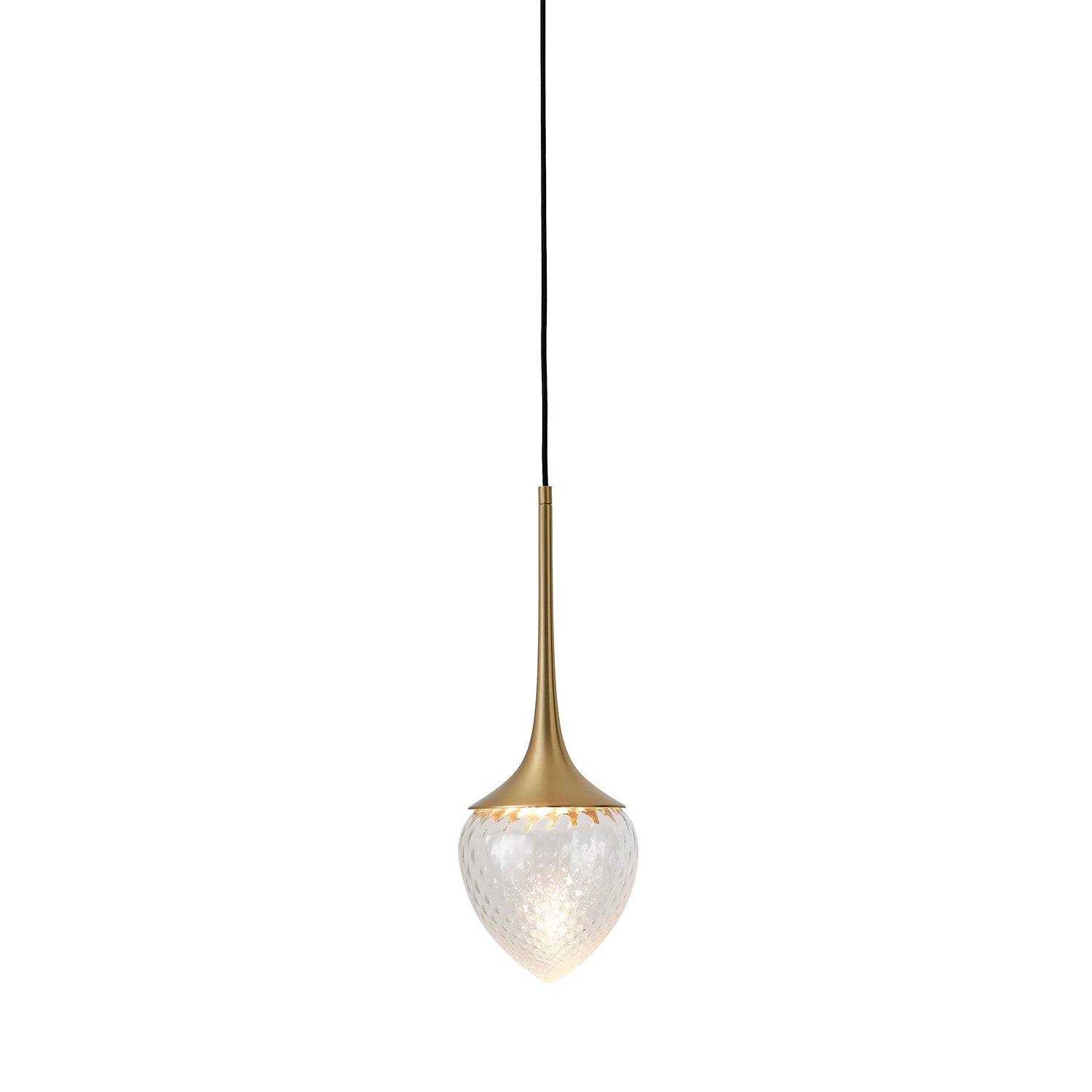 Louis Pendant: Extra Large + Satin Brass + Clear + Patterned