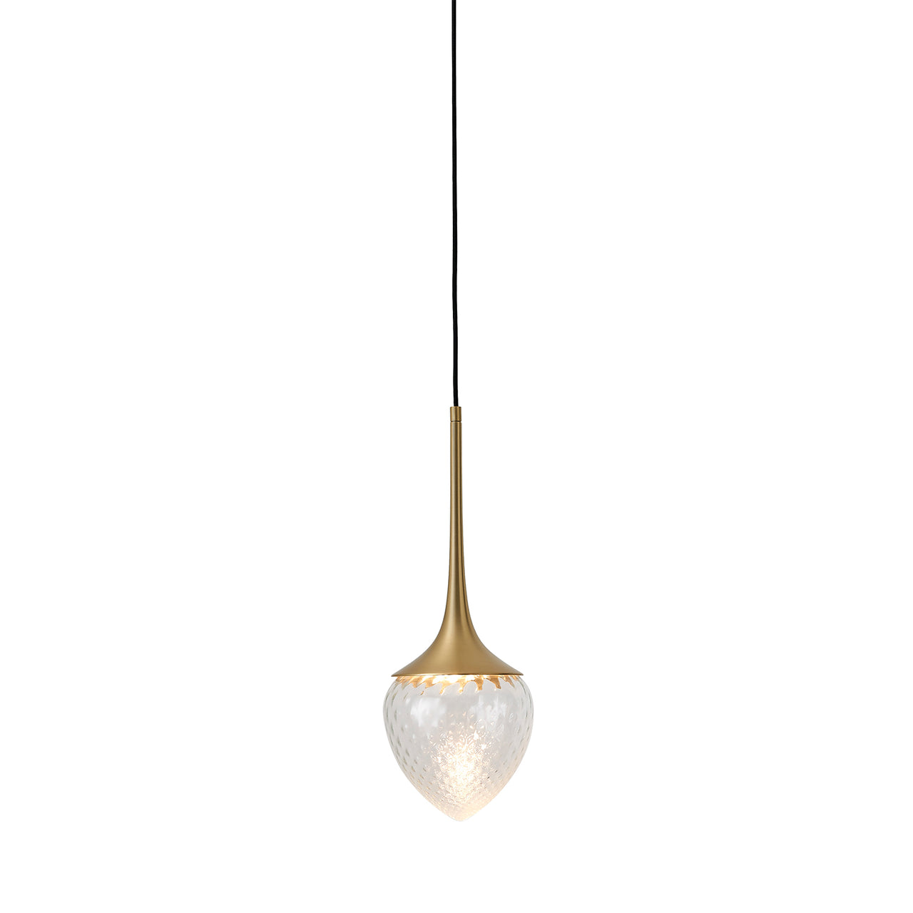 Louis Pendant: Extra Large + Satin Brass + Clear + Patterned