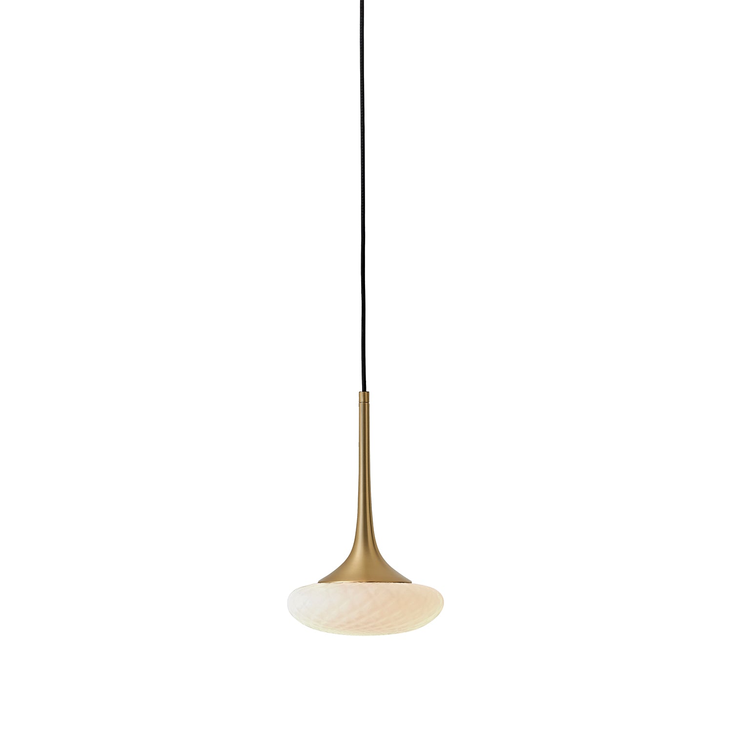 Louis Pendant: Extra Small + Satin Brass + Opal + Patterned