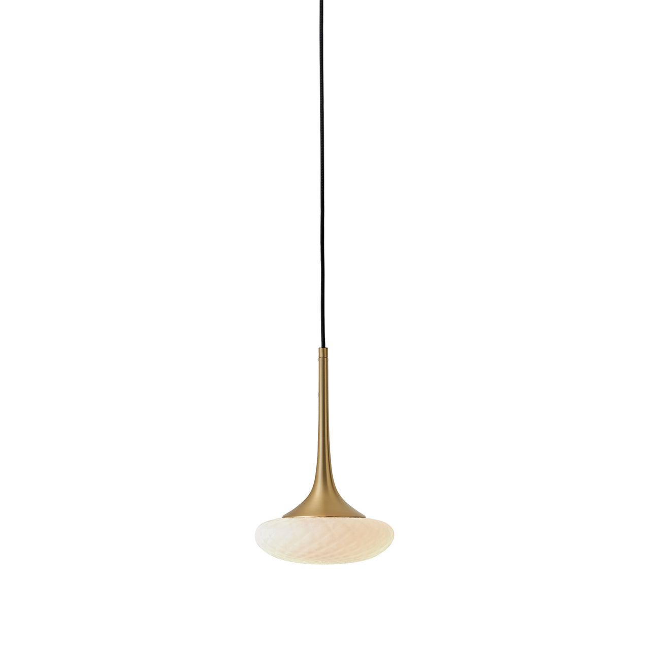 Louis Pendant: Extra Small + Satin Brass + Opal + Patterned