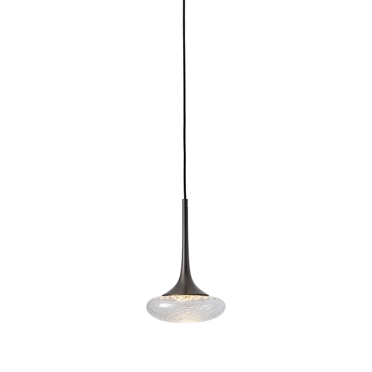 Louis Pendant: Extra Small + Satin Graphite + Clear + Patterned