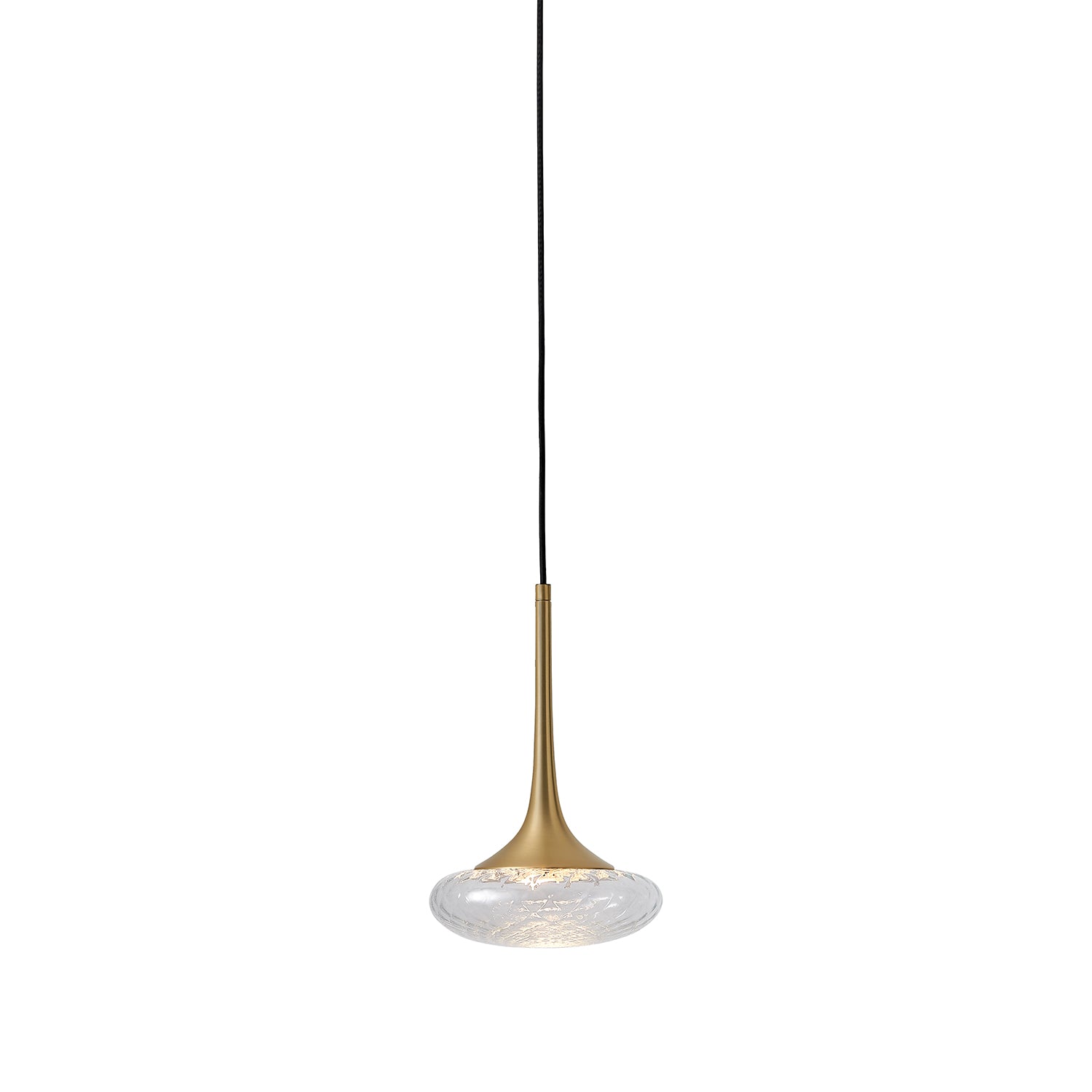 Louis Pendant: Extra Small + Satin Brass + Clear + Patterned