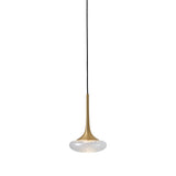 Louis Pendant: Extra Small + Satin Brass + Clear + Patterned