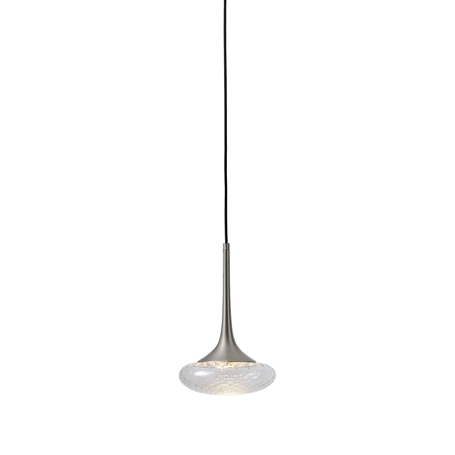 Louis Pendant: Extra Small + Satin Nickel + Clear + Patterned