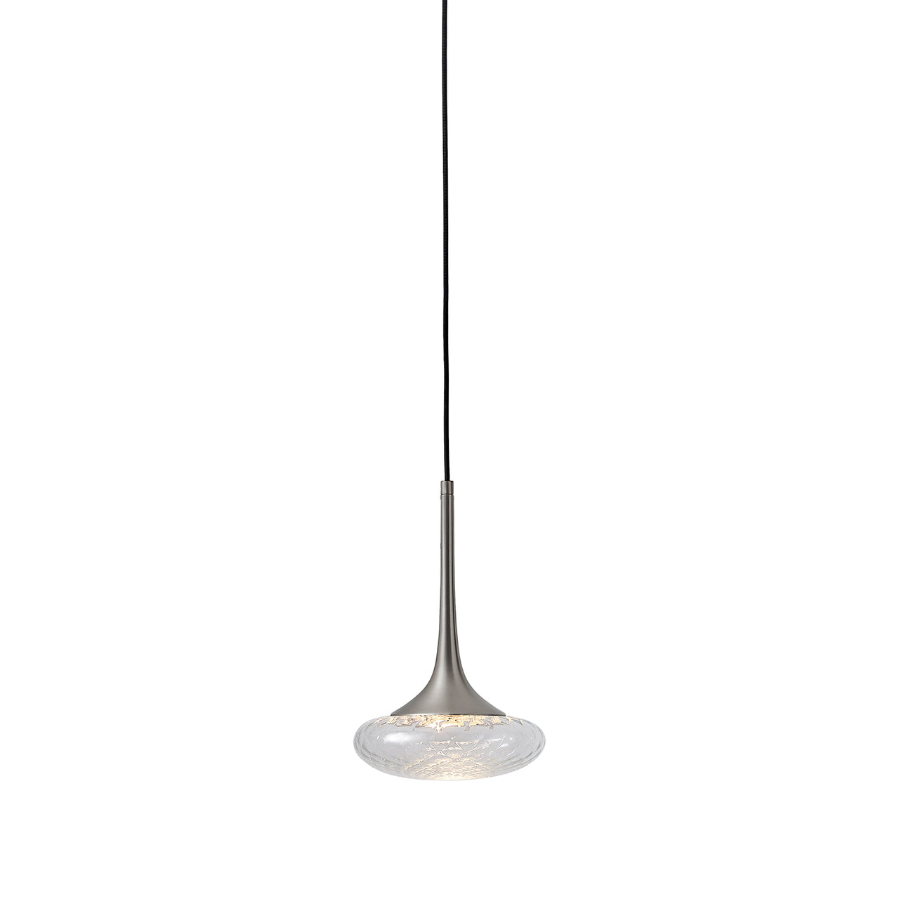 Louis Pendant: Extra Small + Satin Nickel + Clear + Patterned