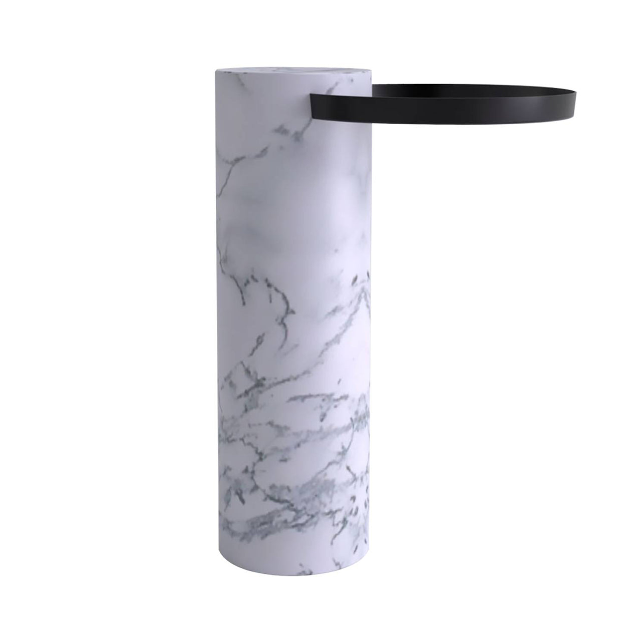 Salute Side Table: High + White Pele de Tigre Marble + Black