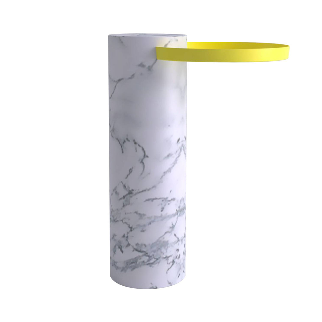 Salute Side Table: High + White Pele de Tigre Marble + Yellow