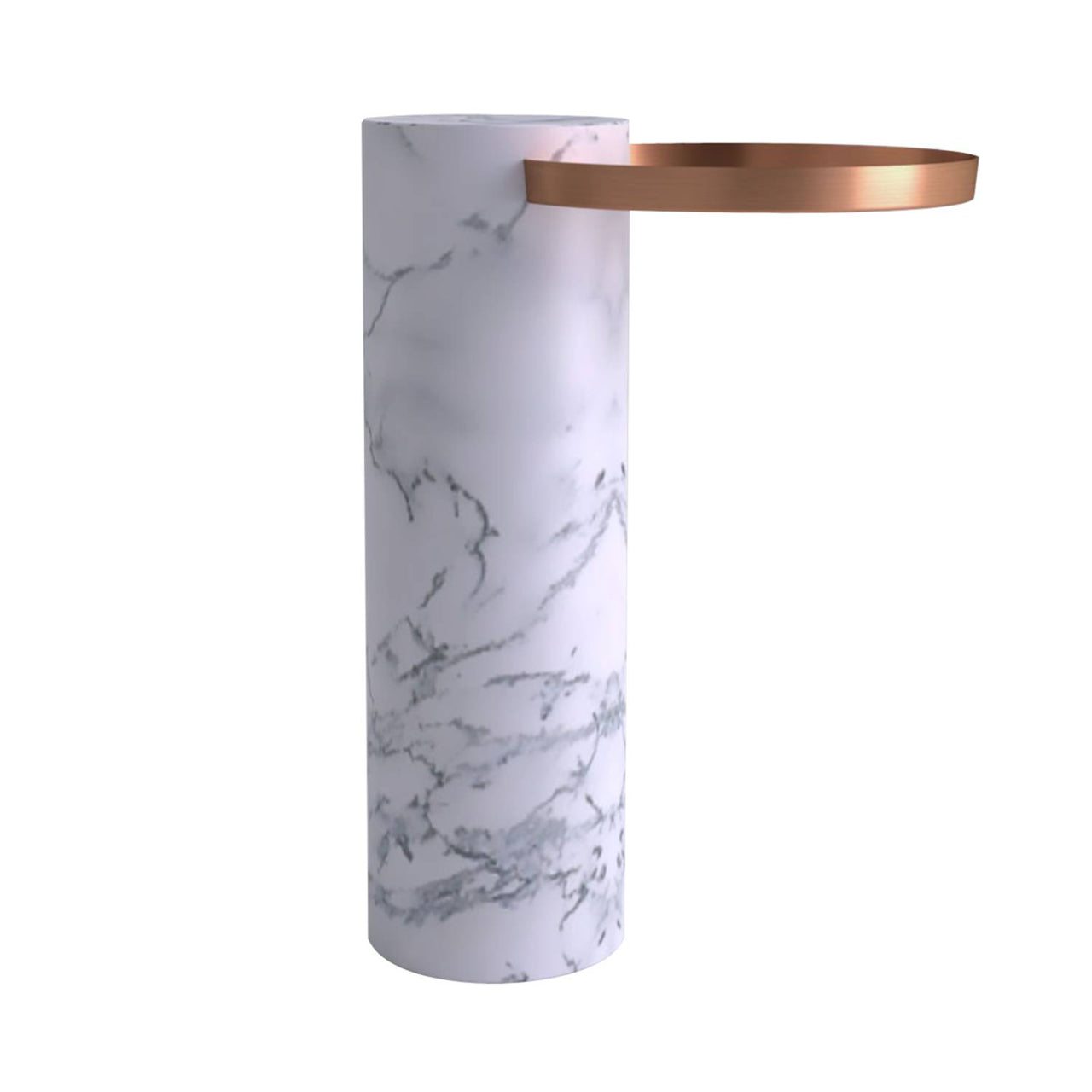 Salute Side Table: High + White Pele de Tigre Marble + Copper