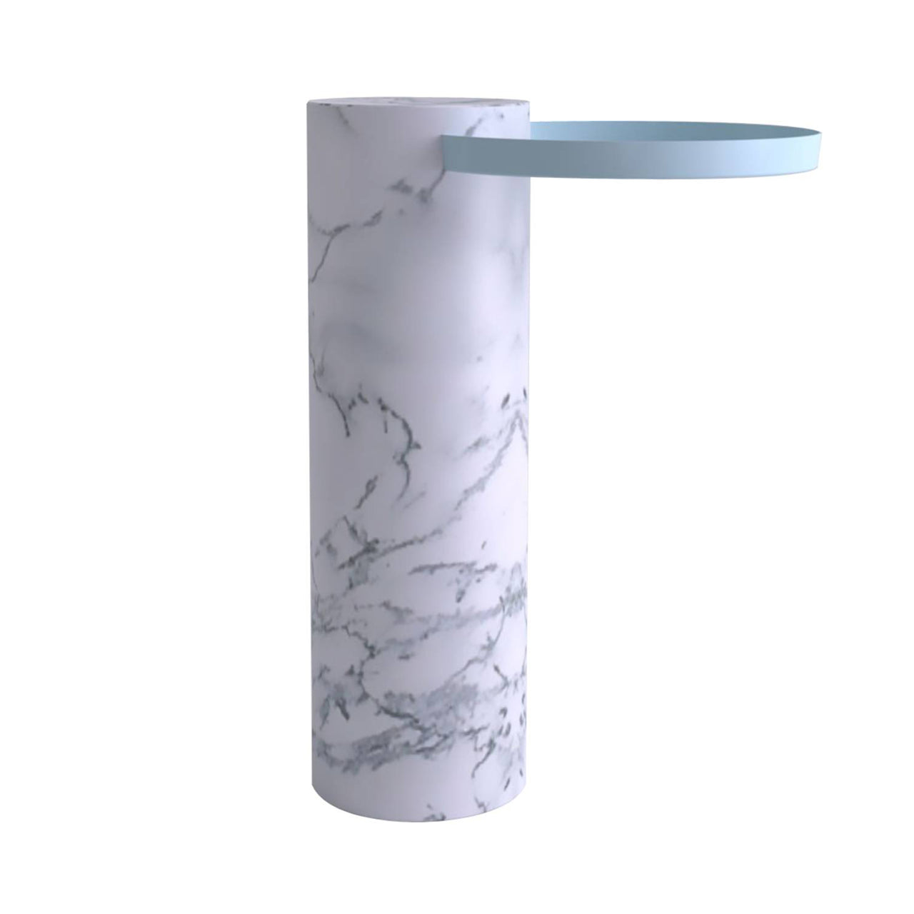 Salute Side Table: High + White Pele de Tigre Marble + Light Blue