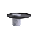 Salute Side Table: Low + White Pele de Tigre Marble + Black