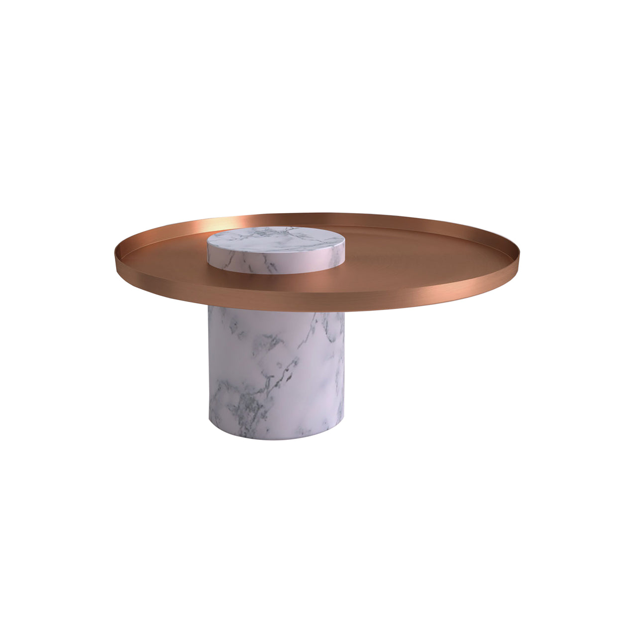 Salute Side Table: Low + White Pele de Tigre Marble + Copper