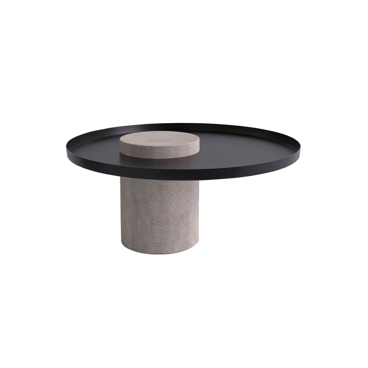 Salute Side Table: Low + Pink Marble + Black