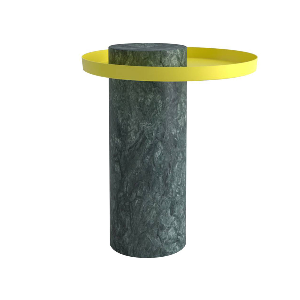 Salute Side Table: Medium + Indian Green Marble + Yellow