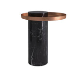 Salute Side Table: Medium + Black Marquina Marble + Cooper