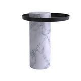 Salute Side Table: Medium + White Pele de Tigre Marble + Black