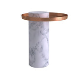 Salute Side Table: Medium + White Pele de Tigre Marble + Copper