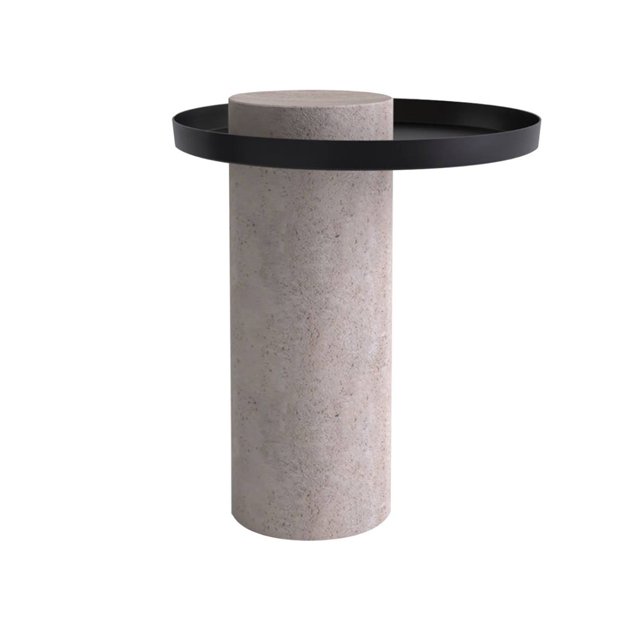 Salute Side Table: Medium + Pink Marble + Black