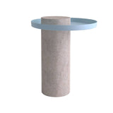 Salute Side Table: Medium + Pink Marble + Light Blue