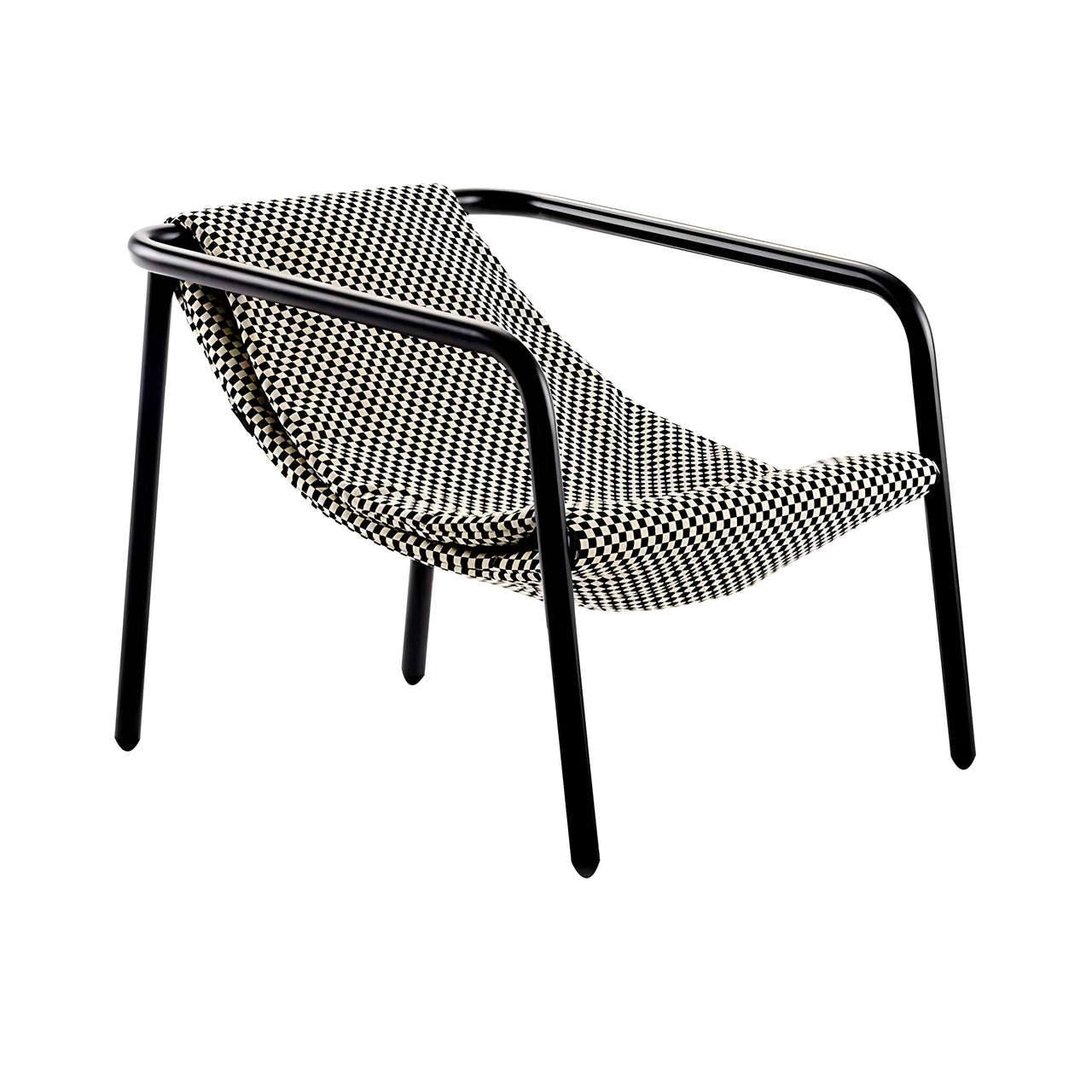 Elle Mini Lounge Chair: Negro Matt Lacquered + Checker