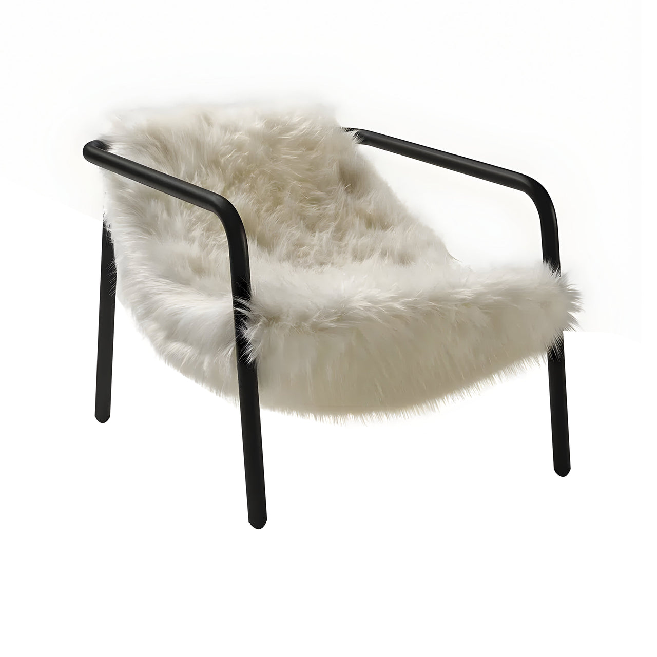 Elle Mini Lounge Chair: Negro Matt Lacquered + Furry
