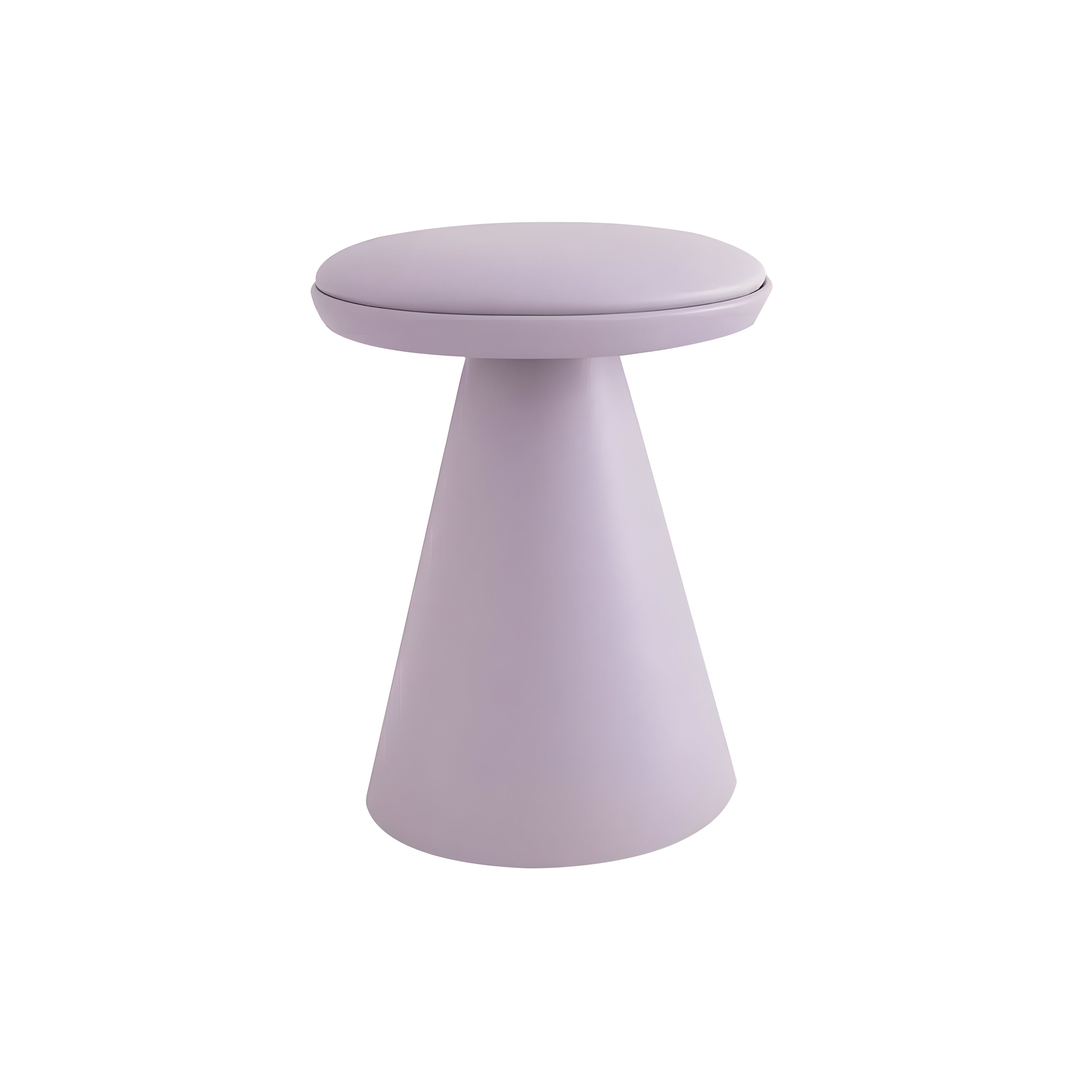 Pion Low Stool: Seat Upholstered + Malva Matt Lacquered
